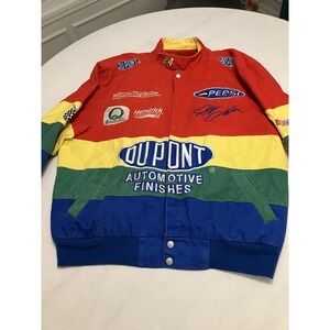 Vintage 90's Jeff Gordon NASCAR Winston Cup DuPont Racing Rainbow Jacket Xl Cola